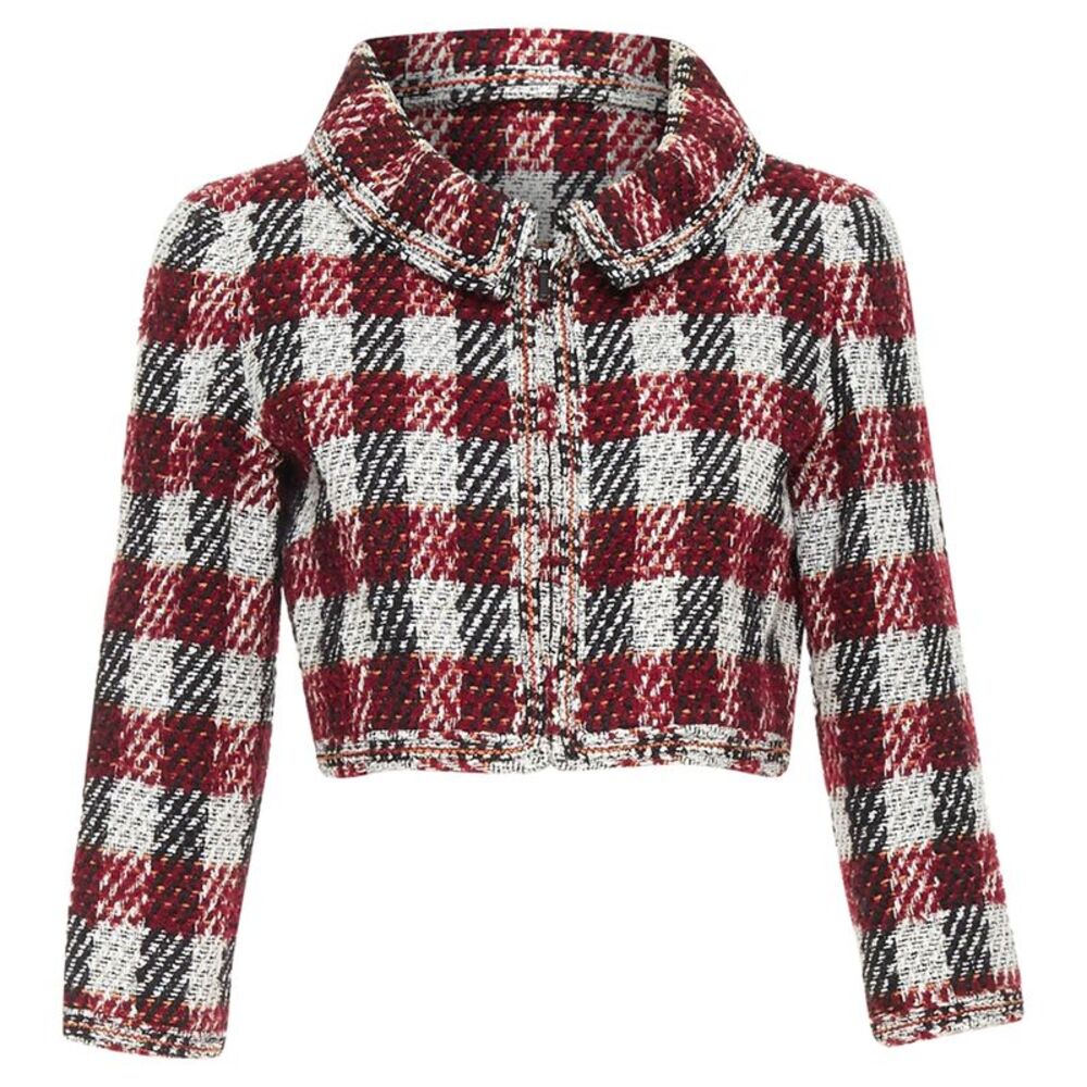 Chanel checked tweed cropped zip up jacket